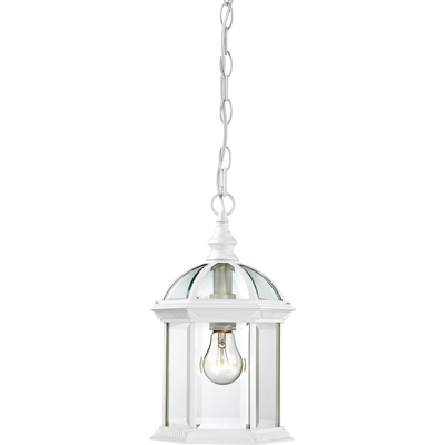 Nuvo Lighting 60/4977  Boxwood - 1 Light - 14" Outdoor Hanging with Clear Beveled Glass in White Finish